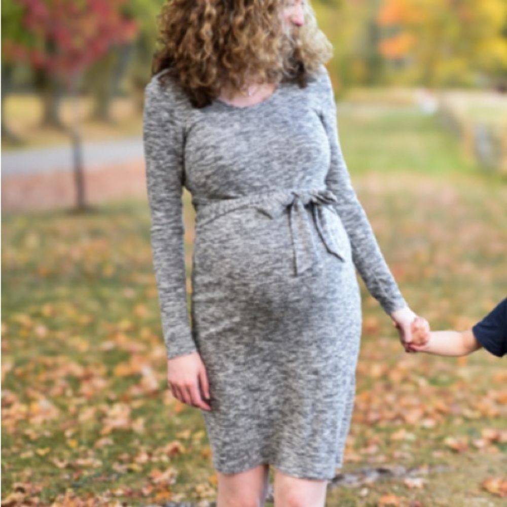 A Pea in the Pod Heather Gray Knit Dress